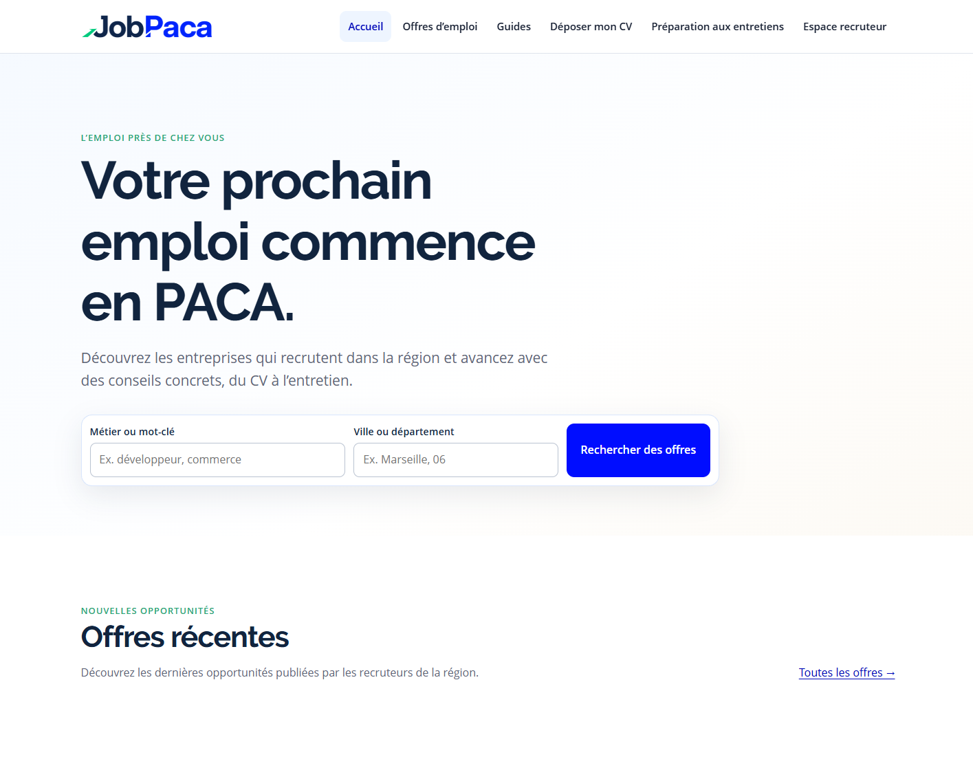 Site JobPaca réalisé par SmartGraphik