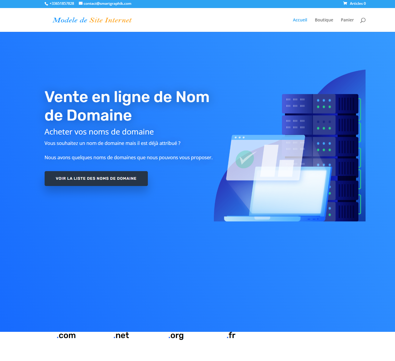 Capture d’écran du site Modèle de Site